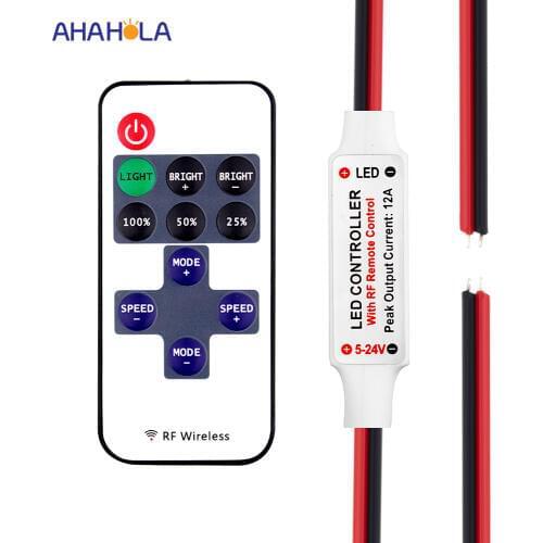 Mini led dimmer 12v rf wireless remote control led strip light pwm dimmer led strip dimmer