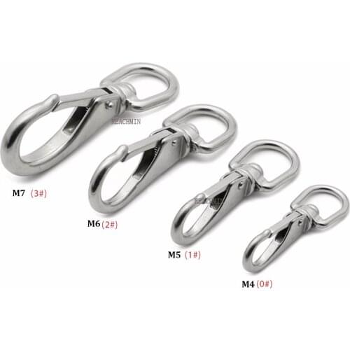 M4/5/6/7 304 Stainless Steel Multi-purpose Swivel Eye Spring Snap Hook Quick Hook Chain Fastener Hook Carabiner Hiking Camping
