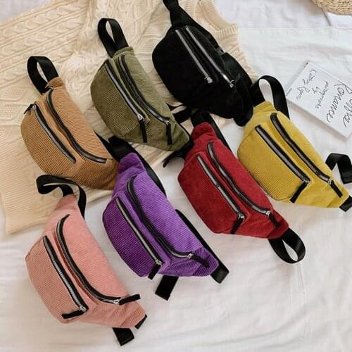 Fashion Corduroy Fanny Chest Pack Women Men Waist Pouch Zipper Crossbody Bag Ladies Casual Elegant Lightweight Daily