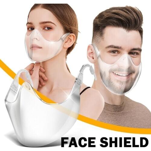 Washable Reusable Face Shield Transparent PVC Visual Mouth Face Cover Pantalla Protectora Cara Food Face Shield For Mouth Nose