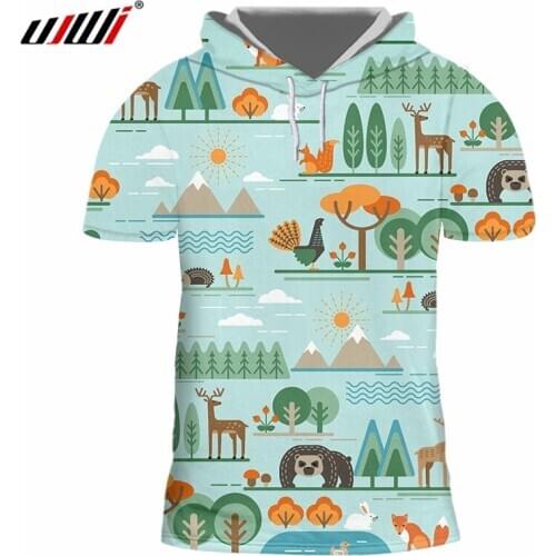 UJWI Man Hoodie TShirts New O Neck Funny 3D T Shirts Printed Animal Harajuku Big Size Costuming Homme Slim Hoodie Tshirt