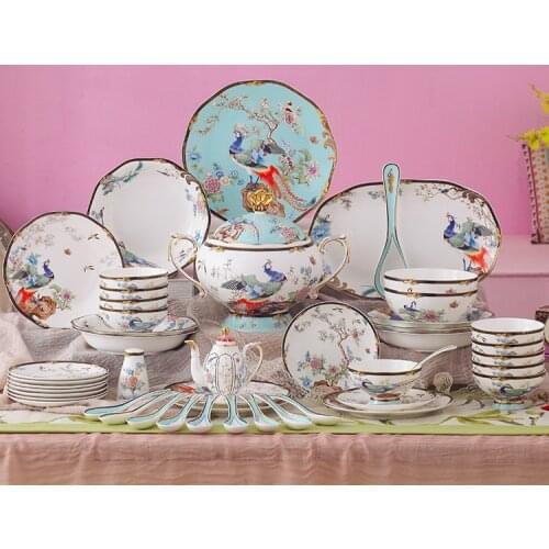 Oriental Ceramic Creative Dinnerware Set Soup Pot Combination High End Bone China 8inch Plate 12inch Fish Plate Seasoning Jar