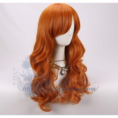 Adult Nami Wig Orange Curly Synthetic Hair Body Wave Hair Cosplay for Adult Halloween