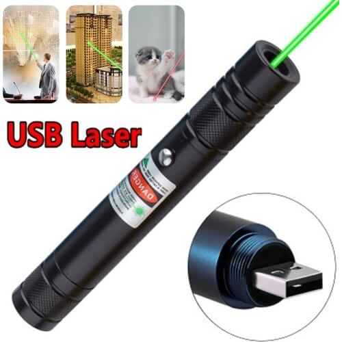 Rechargeable USB Green Laser pointer Built-in battery Green Laser Sight 10000m 5mw Adjustable Focus Lazer laser Pen pointer