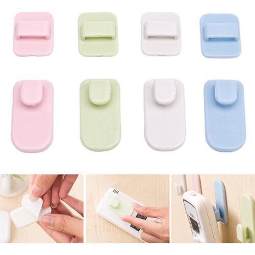 Plastic Hooks 2 pairs(4pcs) Sticky Hook Set TV Air Conditioner Remote Control Hanger Key Practical Wall Storage Holder Strong