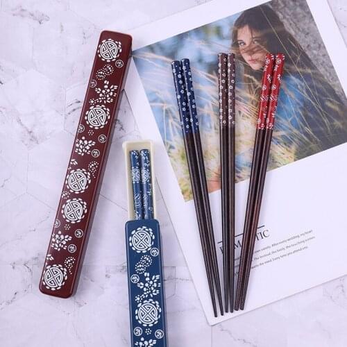 Camping Japanese Chopsticks Travel High Quality Wooden Chopsticks Set With Case Reusable Sushi Sticks for Food PortableTableware