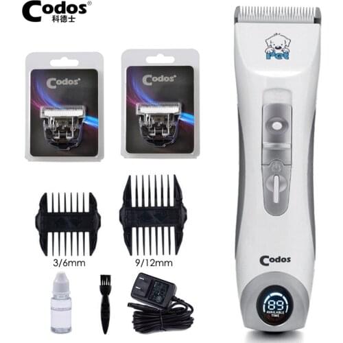 Codos CP9600 Professional Pet Dog Hair Trimmer Electrical Animals Grooming Clipper Rechargeable Cat Haircut Machine LCD Display