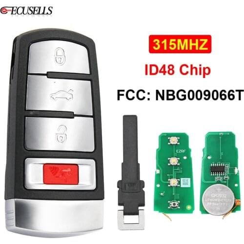 Keyless-Go 3+1/4 Button ASK 315Mhz Remote Car Key ID48 48 Chip for VW for Volkswagen Passat 2006-2013 for CC FCC ID: NBG009066T