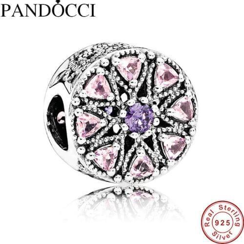 QANDOCCI Fits Original Bracelets Shimmering Medallion Silver Beads With Multi-Colored 925 Sterling Silver Charms DIY Jewelry