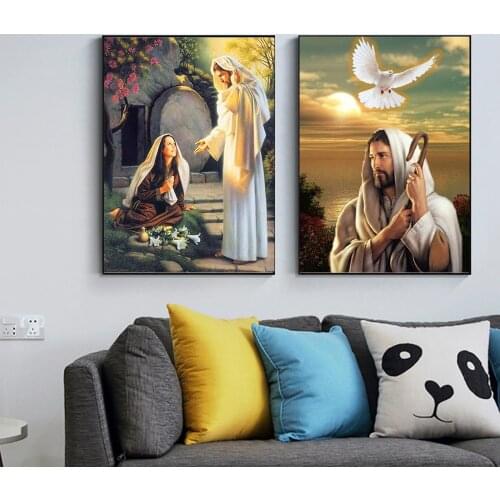 Religious Jesus Nordic Poster Virgin Mary Wall Pictures For Living Room Madonna Wall Art Canvas Painting Home Decor Unframed