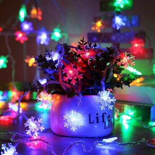 Christmas String Lights LED Snowflakes Light Twinkle Garlands Battery Powered Holiday Party Wedding Decorative Fairy Light