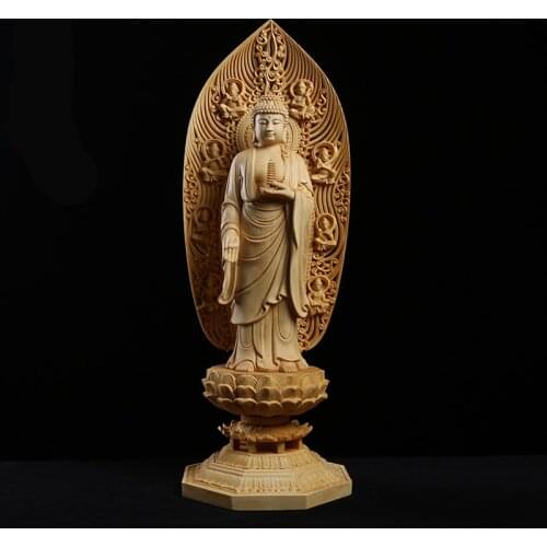 Solid wood pharmacist buddha sculpture statue Traditional hand carving Wooden Buddha Statue Home living room decoration statue