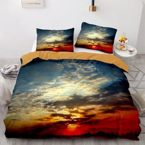 Space Galaxy Aurora Sunset Glow Bedding Set Single Twin Full Queen King Size Sky Stars Tree Bed Set Childrens Kid Duvetcover 02