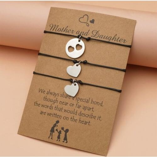 Cross-border New Mothers Day Greeting Card Bracelet Europe and America Creative Stainless Steel Hollow Braided Bracelet 3-Piece