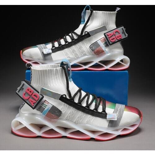 Trend High Top Blade Running Shoes for Men Good Quality Hollow Cushioning Damping Sport Shoes Mens Athletic Jogging Sneakers