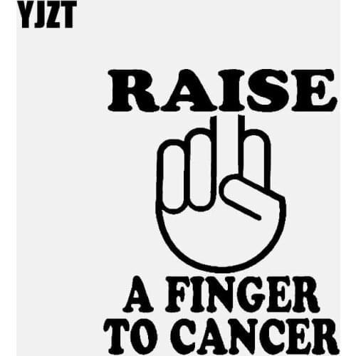 YJZT 12.3CM*14.9CM RAISE A FINGER TO CANCER Vinyl Decal Motorcycle Car Sticker Black/Silver C3-1946
