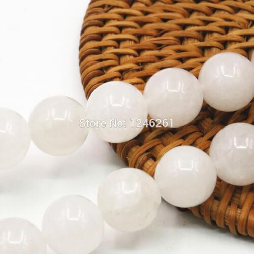 4 6 10 12 14mm Chalcedony Jewelry Making White Clarity Stone Loose Beads Accessory Part Round Diy Crystal Christmas Gifts 15inch
