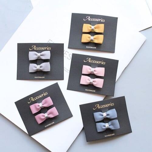 Boutique 20sets Fashion Cute Ribbon Hair Bow Hairpins Solid Color Mini Bowknot Hair Clips Princess Headwear Hair Accessories