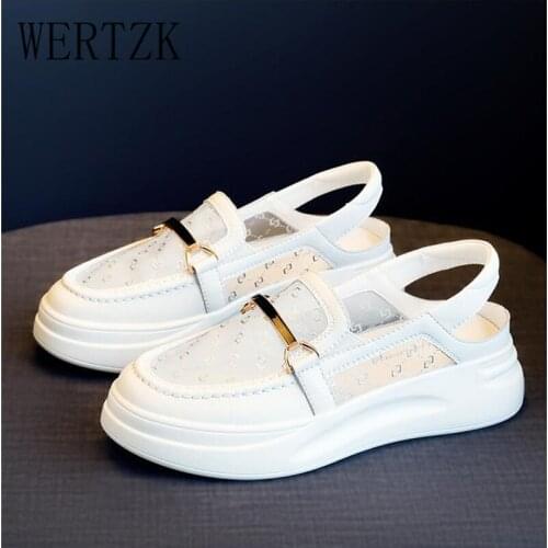 Fashion Sandals Thick-soled White Shoes Women New PU Leather Mesh Hollow Sponge Cake Single Shoes All-match Women Shoes