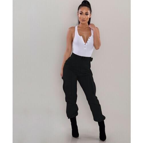 Ladies Fashion Cargo Pants Casual Solid Color Trouser Ladies Slim High Waist Cargo Pants New Autumn Laides Clothing For Femme