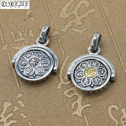 100% 925 Silver Tibetan Six Words Proverb Pendant Buddhist OM Mani Padme Hum Pendant Tibetan Pendant Good Luck Jewelry