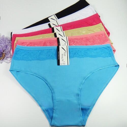 2XL-4XL Size 12 PCS Pack Woman Underwear Women Cotton Panties Sexy Lace Mid Waisted Mothers Briefs Ladies Knickers for Women