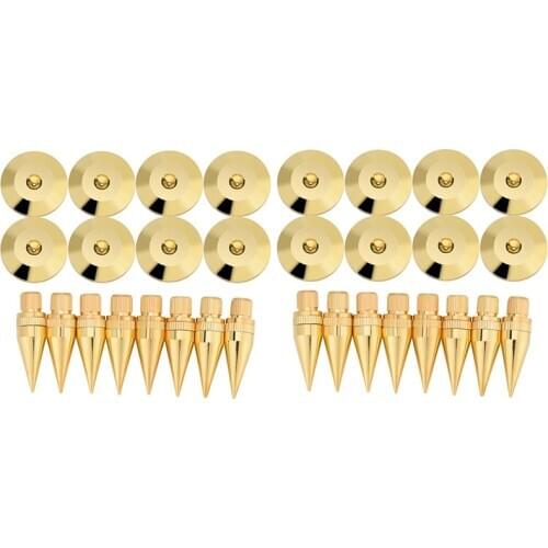 16 Pairs 6 x 36mm Copper Speaker Spike Isolation Stand + Base Pad Feet Mat Speaker Isolation Speaker Isolation Pads