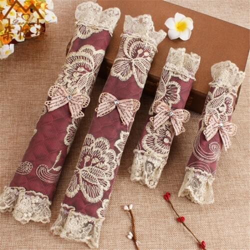 2PCS Embroidered Lace Door/Refrigerator Handle Cover Fridge Door Handle Gloves Home Decor Door Knob Cover 4 Colors