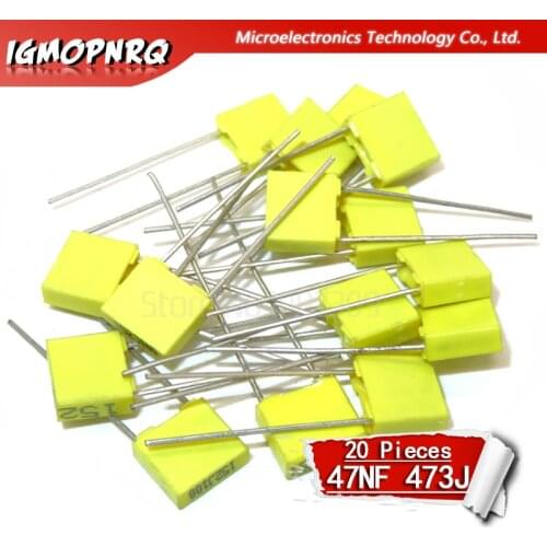 20PCS Correction capacitor 47NF 473J 100V 5mm Polypropylene Safety Plastic Film Capacitor New original