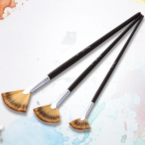 3pcs High Quality Fan-shaped Nylon Hair Watercolor Paint Brushes Set Oil Acrylic Painting Brush Pen Art Supplies