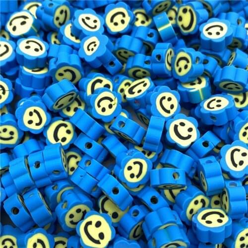 30pcs/lot 10mm Colorful Flower Shape Smiley Polymer Clay Beads Spacer Beads For Jewelry Making DIY Bracelet necklace #01
