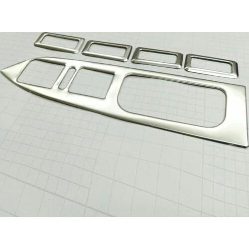 For Touran 2009-2015 Stainless steel Door Window glass Lift Control Switch Panel Rear Spare box Cover Trim 5pcs