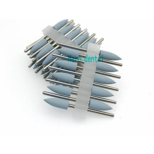 50pcs Dental Silicone Rubber Resin Base Hidden Denture Polishing Burs light blue model 406