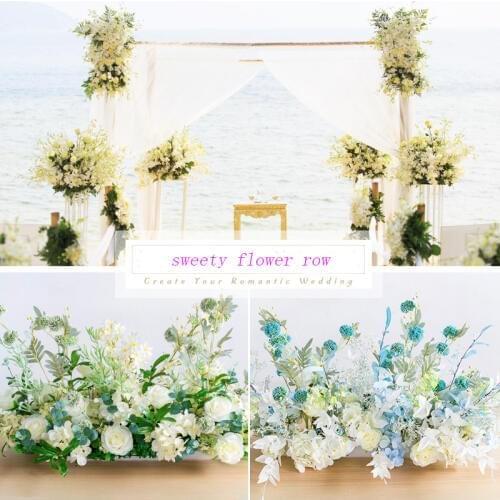 80cm wedding flower row arrangement T stage backdrop arch decor road lead flores artificiales party window display flower wall