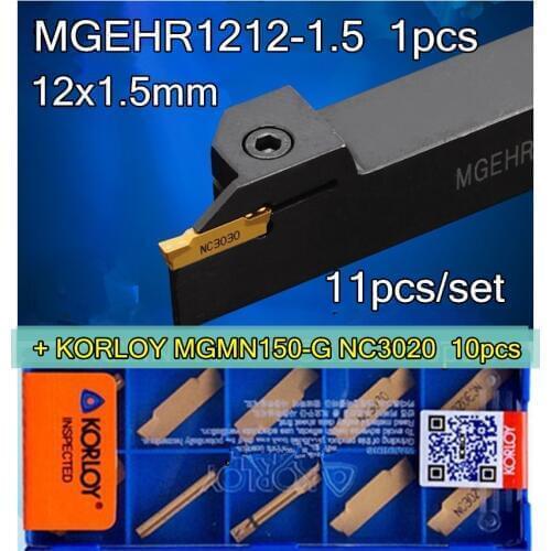 MGEHR1212-1.5 1pcs+ KORLOY MGMN150-G NC3020 10pcs 11pcs/set CNC lathe tools NC3020 Machining steel Free shipping