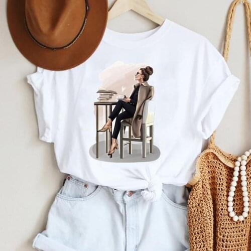 T-shirts Cartoon Women Coffee Love Trend Life Casual 90s Fashion Trend Printing Clothes Graphic Tshirt Top Lady Female Tee