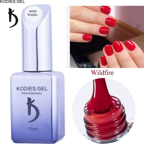 KODIES GEL Bright Red UV Gel Nail Polish 15ML Professionale Soak Off UV/LED Nails Varnish Pedicure Vernis Resin Nail Art Gellac