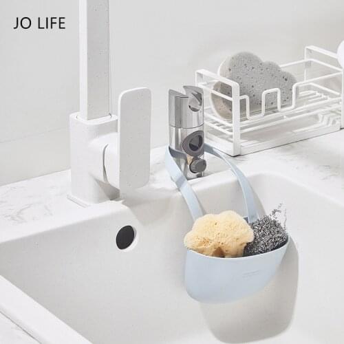 JO LIFE Nordic Kitchen Sponge Storage Bag Sink Double Layer Drain Rack Strainer Draining Storage Basket