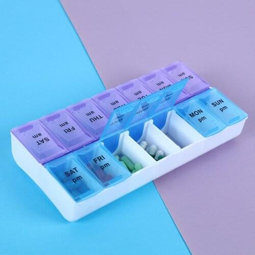 7/14 Grids Weekly Pill Case 7 Days Medicine Box Tablet Dispenser Organizer Pill Box Splitters Plastic Storage Box With Clip Lid