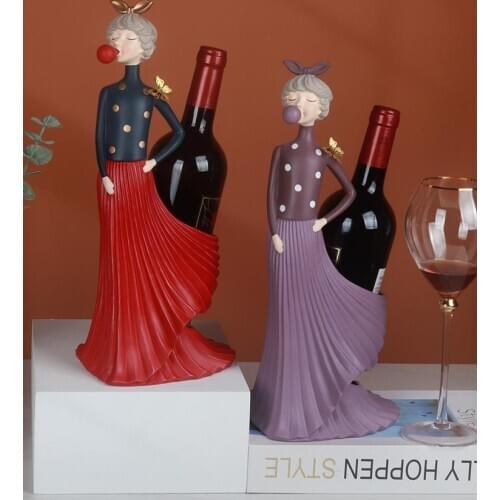 Creative home decoration figurines ornaments modern simple bubble blowing beauty wine rack ornaments creative wedding crafts