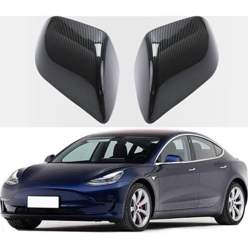 Tesla Model 3 Y Side Mirror Cover ABS Plastic Cover Carbon Fiber Rear View Mirrors Cover Cap Replacement for Model 3 Accessories