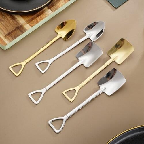 Stainless Steel Ice Cream Spoon Creativity Sapper Shovel Coffee Teaspoons for Kitchen Funny Tableware Fashion Bar Gadget