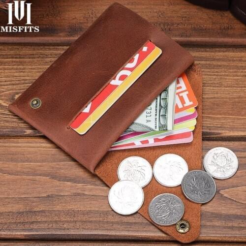 Small Thin Genuine Real Leather Vintage Men Male Wallets And Coin Purse Plastic Credit Bank Card Case Holder Short Money Bag