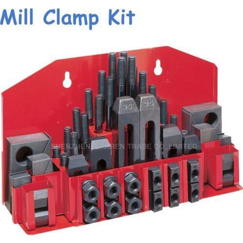 S45C Solid Steel Clamping Set 58pcs Mill Clamp Kit Vice Milling Machine M12 Milling Drilling Cutting Machine Clamping Tool Set