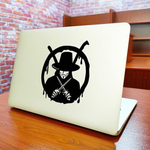 V for Vendetta Laptop Sticker for Macbook Sticker Air 11 13 15" Pro Retina Mac Book Skin Skateboard Helmet Art HP Notebook Decal