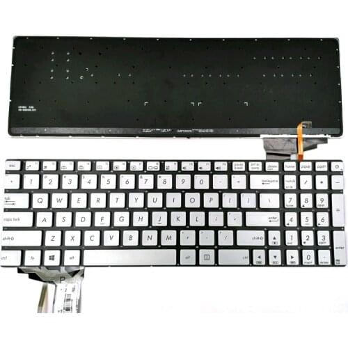 New Laptop Keyboard for Asus N551 N551J N551JB N551JK N551JM N551JQ N551JW N551JX N551V Series Silver US Backlit Without Frame