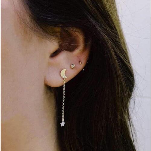 New Fashion Popular Lovely Earrings Crystal Five-pointed Star Moon Female Earrings Hot Sell Jewelry Wholesale