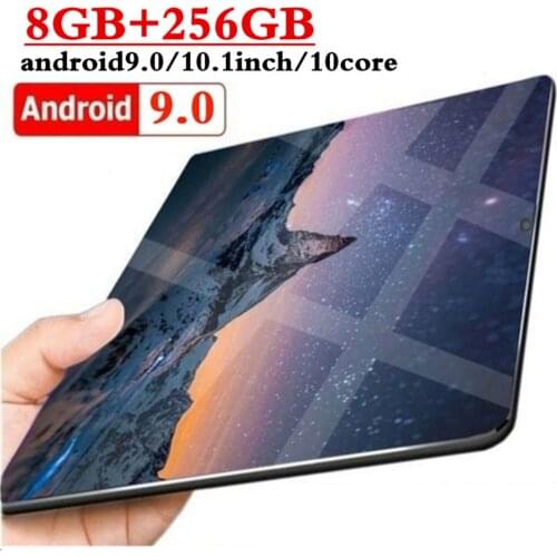 New Design 10.1 inch Tablet Pc Android 9.0 Google Play Quad Core 4G Phone Call Wifi GPS 2.5D Tempered Glass 1280*800 IPS Tablet