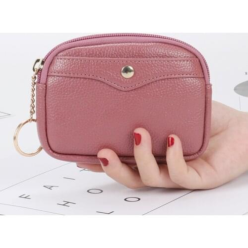 New Womens Wallet Short Coin Purse PU Leather Female Purse Card Holder Mini Pouch Change Wallet with Key Ring Lady Handbag