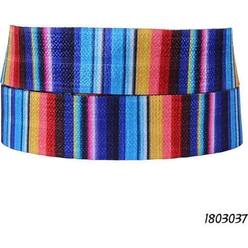 Wholesale 5/8" heat transfer printed ombre rainbow patterns foe fold over elastic for hair ties